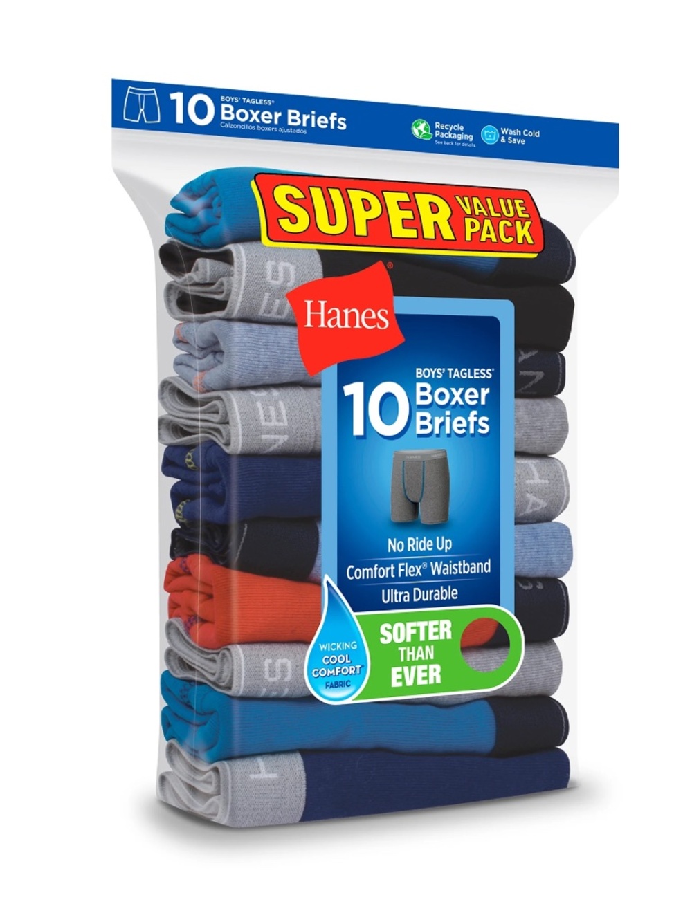Hanes Boys' Underwear Boxer Briefs Pack, lightweight Comfort Flex Underwear, Moi
